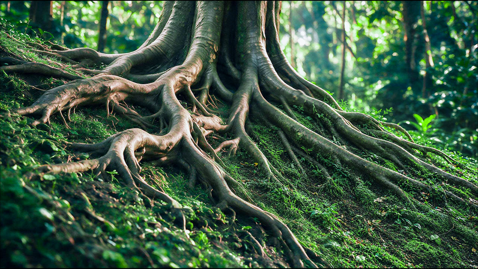 Fig tree roots protecting the soil